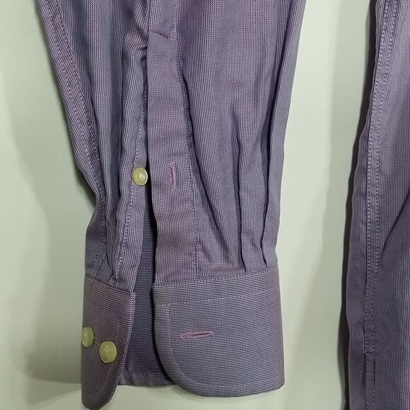 Marks & Spencer Shirt Men's Button Down 15.5 Long Sleeve Purple 100% Cotton - Picture 5 of 10